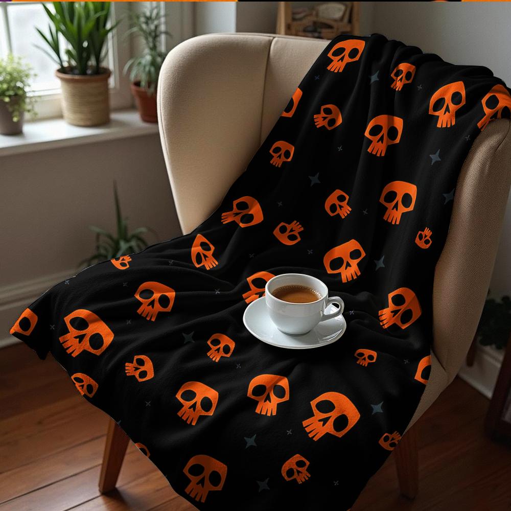Orange Potted Floral Repeat Anime Cartoon Flannel Blanket Soft Warm Throw for Bedroom Sofa Car Kids Holiday Gift