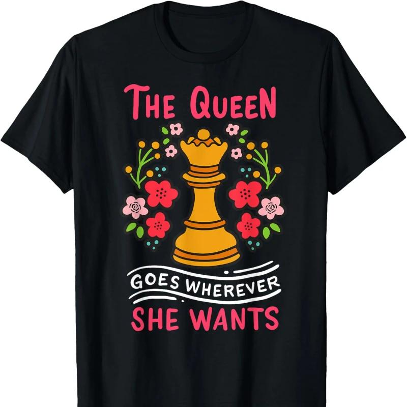 ChessUnisex Chessboxing Queen Chess Player Gift Printed Tshirt Tops Crewneck High Quality Cotton Ladies Tops Tee Shirt Short