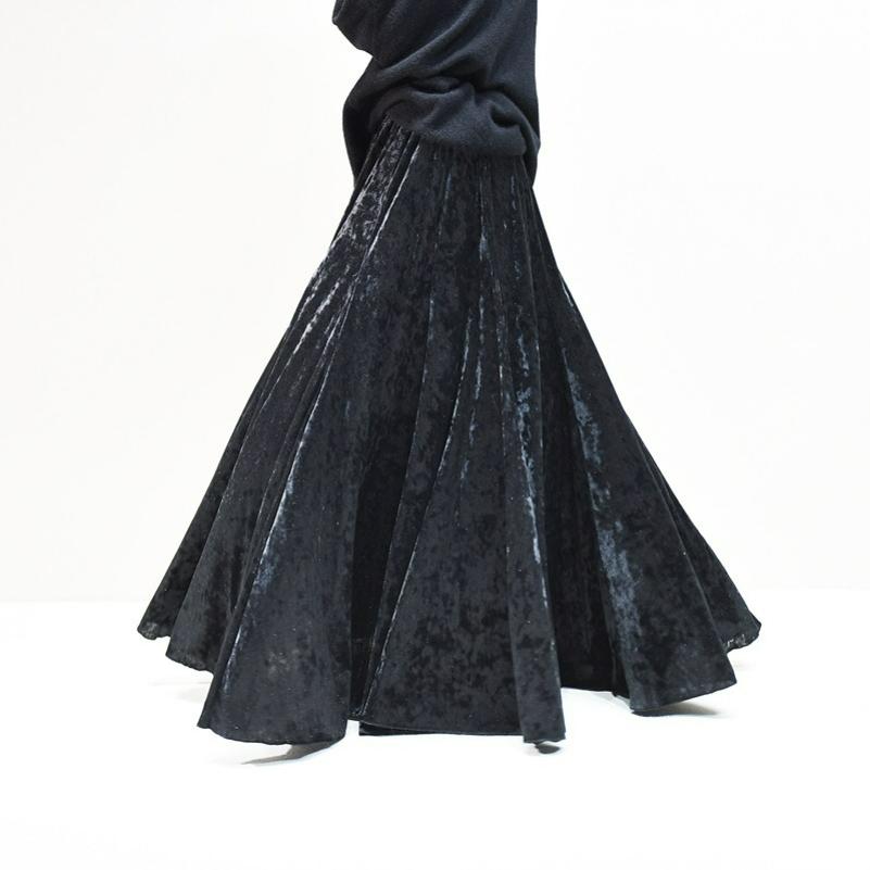 Retro Diamond Velvet Skirt Winter Mid-length Slimming Skirt Gold Velvet A-line Skirt