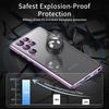 For Samsung Galaxy S22 Ultra 5G Phone Case Double-Sided Tempered Glass+Magnetic Metal Frame Cover with Lock Buckle