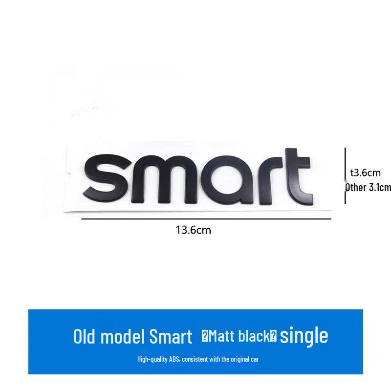 Compatible with Mercedes Smart Front & Rear Emblems, 'Smart Little Elf' Letter Stickers, Modified Car Tail Number Decals