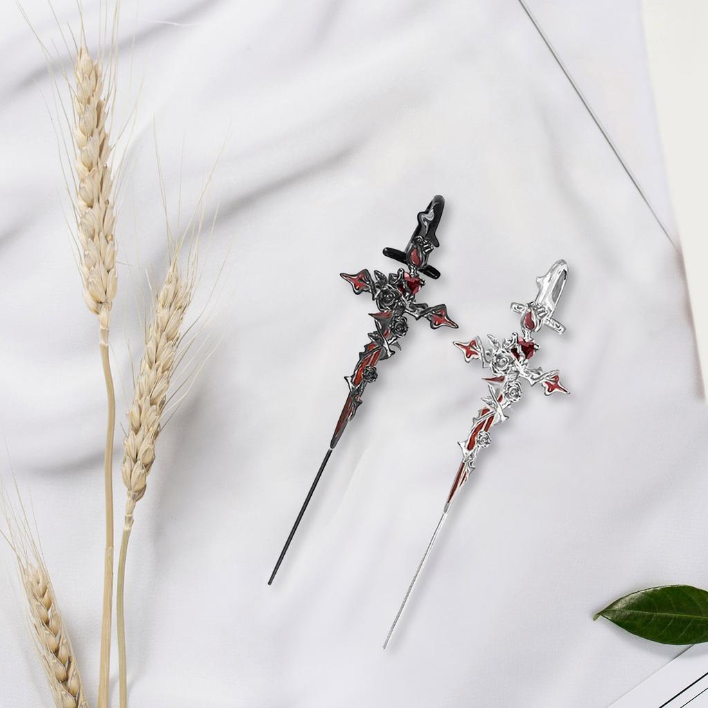Elegant Thorns Cross Rose Studs Earrings Crafted with Alloy Rose Piercing Ear Jewelry Present for Fashion Women Girl