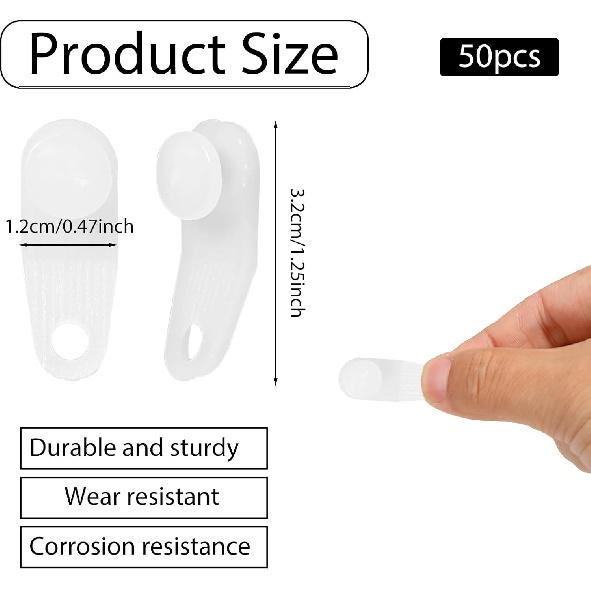 50 Pcs Plastic Curtain Hooks Curtain Roller Curtain Track Gliders White Traverse Rod Slides Curtain Track Glider Hooks Cross-bar Slide Rail