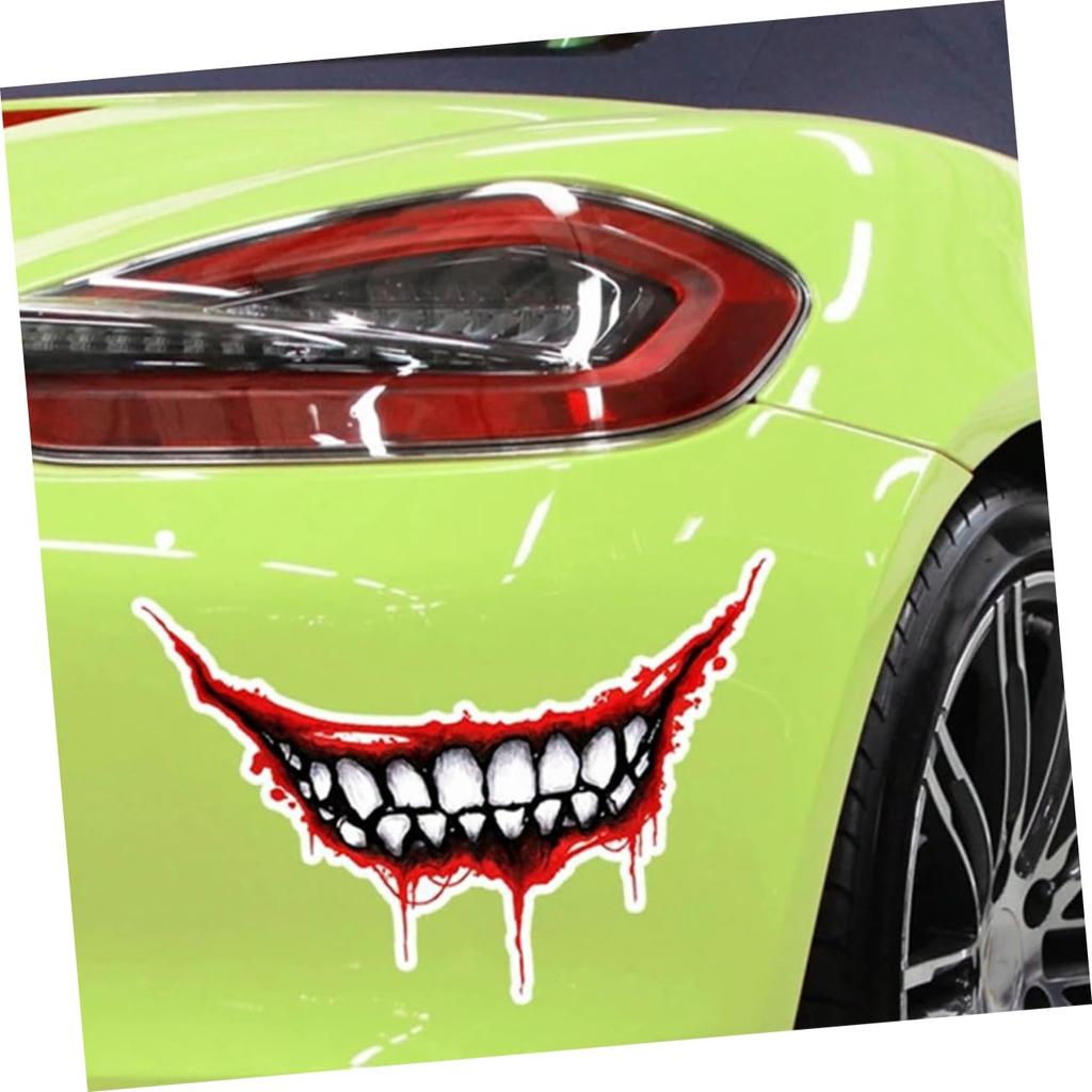 HAWILLOSCH 2 Sheets Bleeding Lips Stickers Vehicle Mouth Teeth Decoration Adhesive Car Mouth Decoration Vehicle Mouth Teeth Bike Helmet Decor