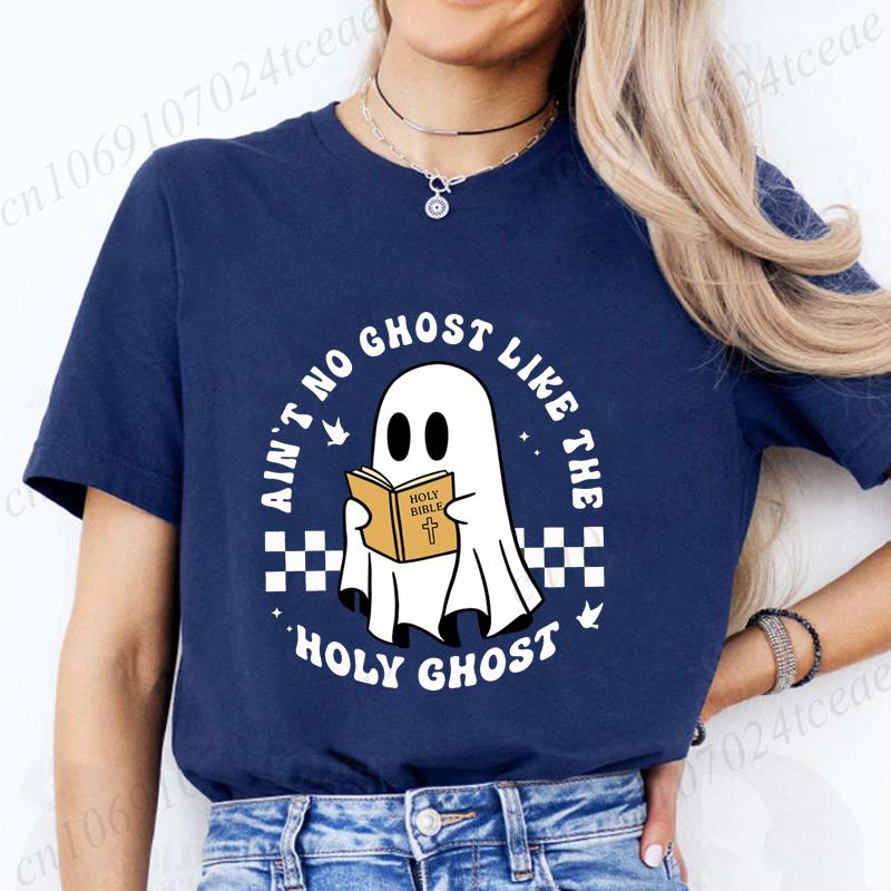 Funny Christian Shirt Gift for ChristianCute Ghost with Bible TShirtsRetro Christian Apparel Tops Tees Short Sleeve Clothing