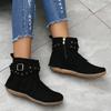 Bohemian Style Tassels Ankle Boots Women Retro Faux Suede Buckle Strap Short Boots Woman Plus Size 43 Flat Heels Western Botas