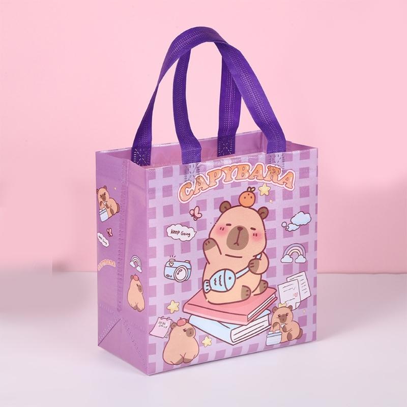 Cartoon Shopping Bag 9x9x4Inch Nonwoven Fabric Bags with Handle Carring Bag For Wedding Bridal Showers Retail Packaging