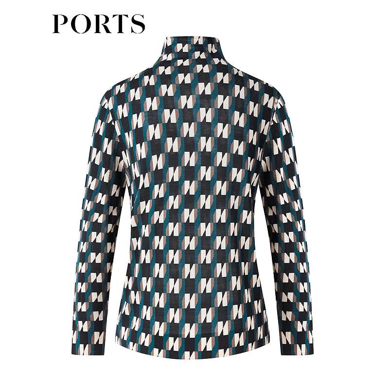 PORTS Women's High Neck Mixed-Color Knit Sweater