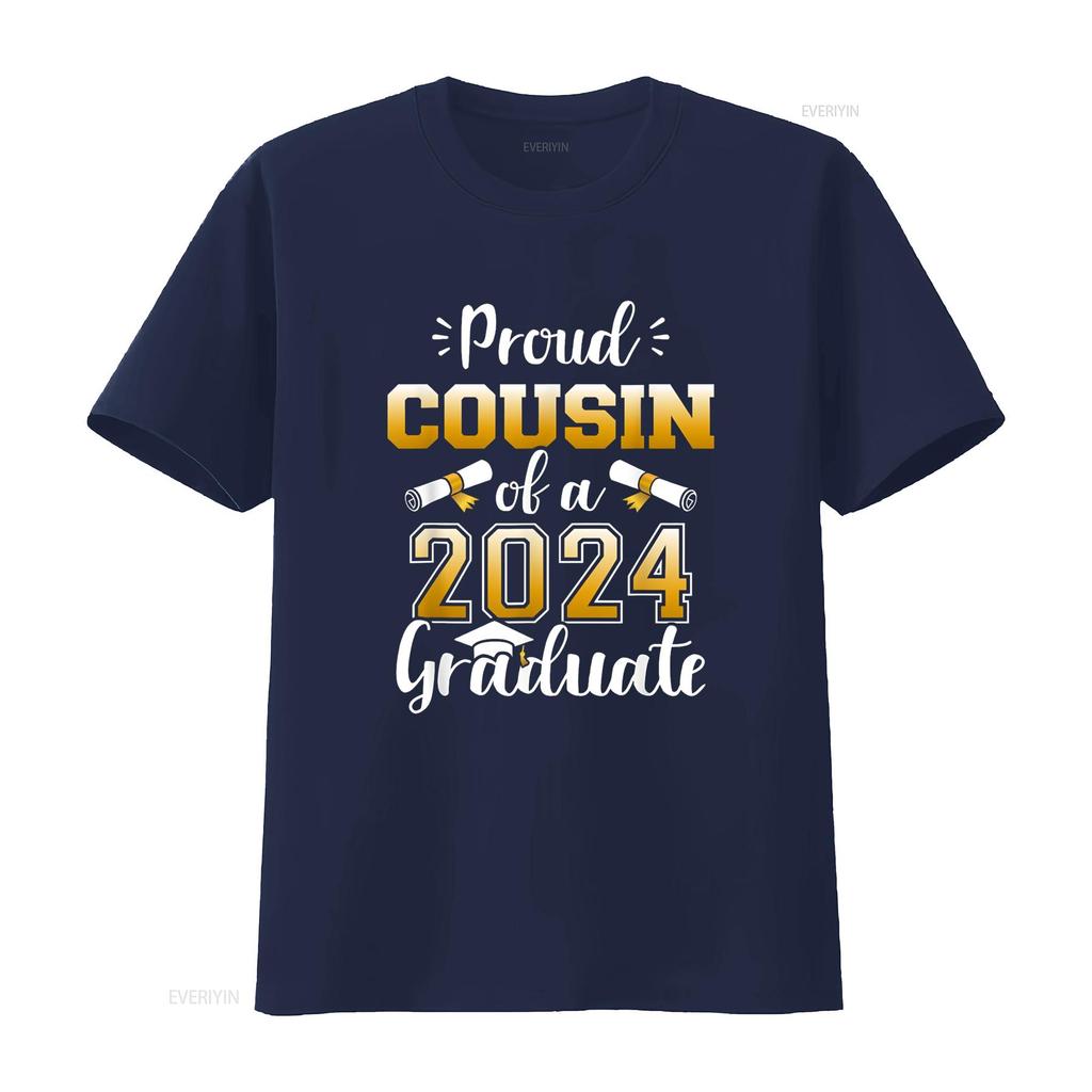 Proud cousin of a class 2024 graduate senior graduation T Shirt vintage Washed Top For Everyday Wear Breathable