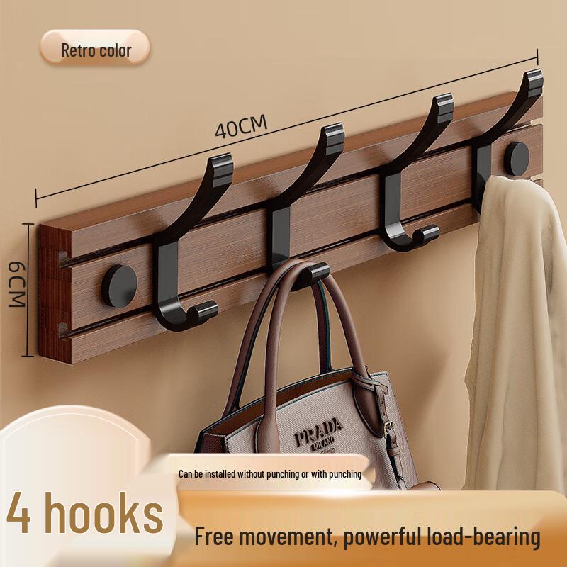 Bamboo Wood Wall-Mounted Coat Rack