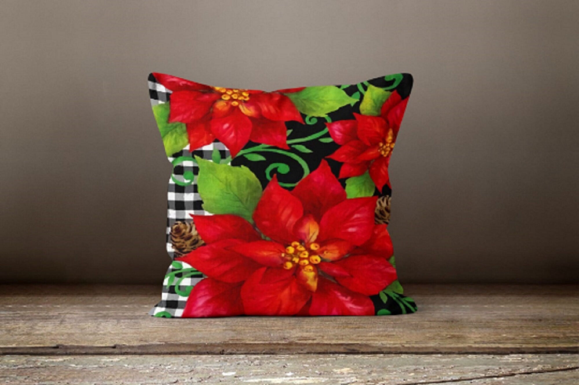 

Xmas Red Poinsettia Pillow Top