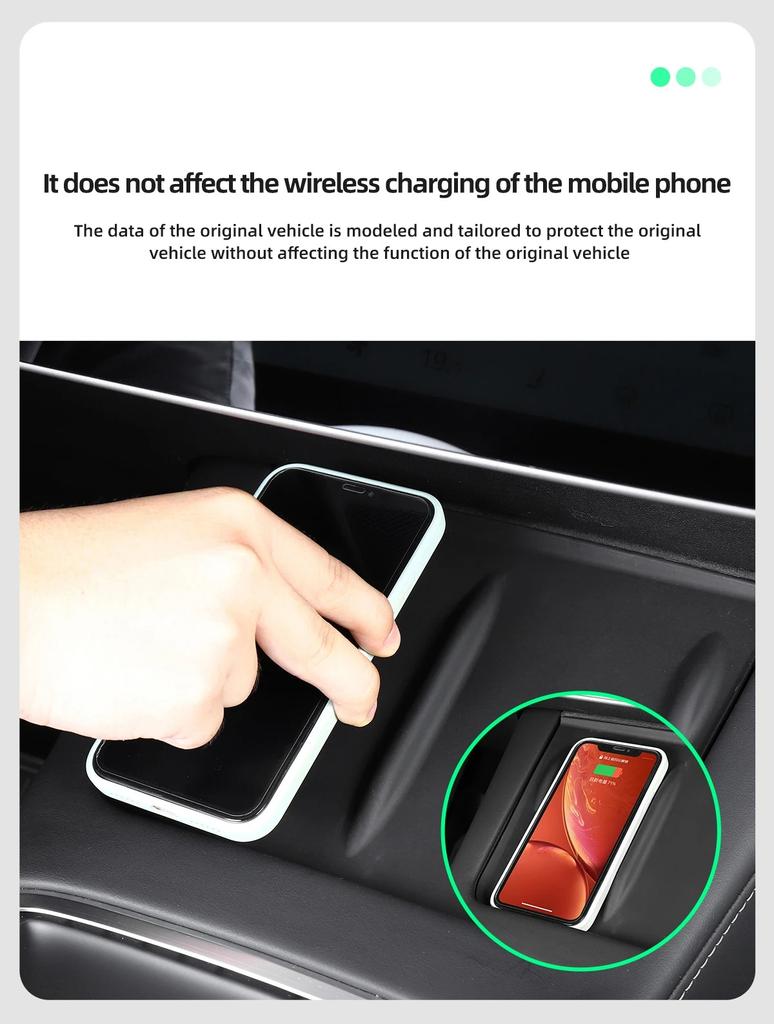 Podkładka ładująca bezprzewodowa do Tesla Model 3 Y i Highland 2024 2023 2022 Akcesoria Organizer konsoli środkowej Stacja ładowania Maty