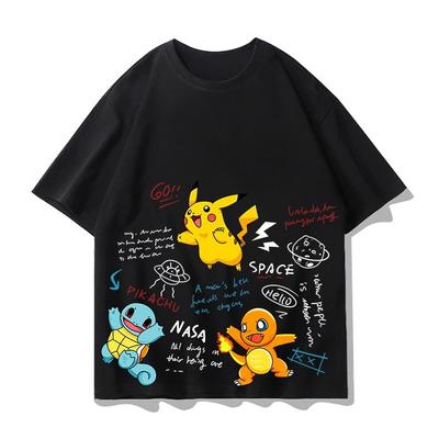 Pokémon Anime Peripheral Pikachu Doublesided Printed Tshirt 2026 Summer Kids Tee Outdoor Training and Fitness Mens Sportswear