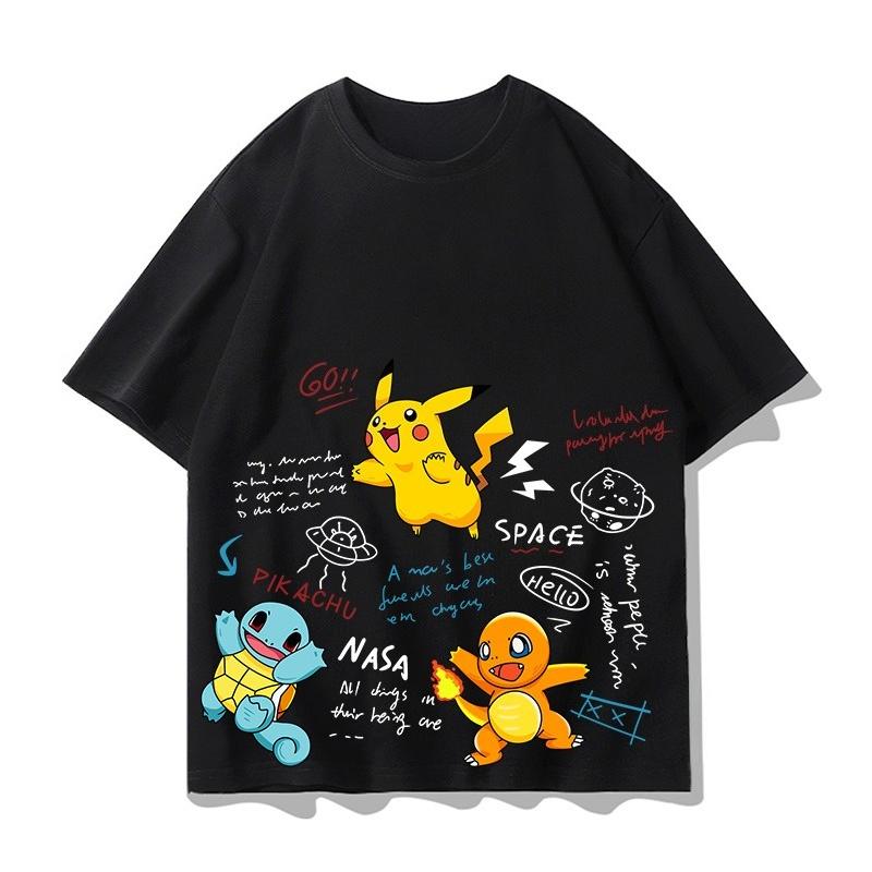 Pokémon Anime Oblečení Pikachu Oboustranně Tištěné Tričko 2026 Léto Dětské Tričko Venkovní Trénink a Fitness Pánské Sportovní Oblečení