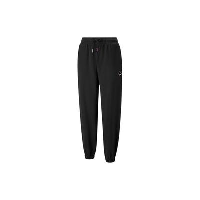 Pantalones Casuales de Color Sólido con Etiqueta de Logo y Cordón en el Tobillo para Mujer, Parte Inferior, Negro 535277-01