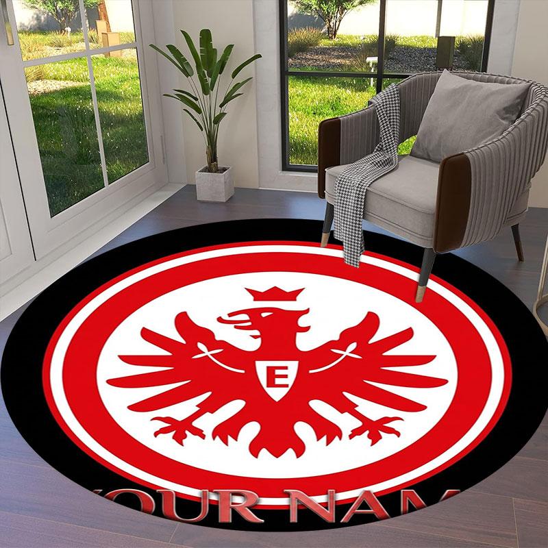 Eintracht Frankfurt Custom Name Round Area Rug,Carpet Rug for Living Room Bedroom Sofa Playroom Decor,Non-slip Floor Mat