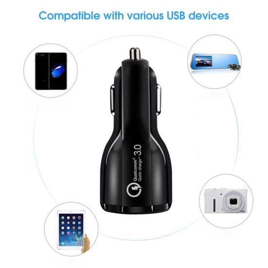 USB Charger 12/24V Universal LED Indicator Dual Port Fast Charging QC3.0 Bowling Car Charger