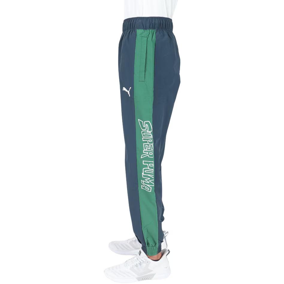 Puma Letter Color Block Printed Mid-Rise Elastic Casual Pants Men Bottoms Green 674799-16