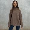 2024 Fall/Winter Women's Off-the-Shoulder Turtleneck Sweater: Sexy European-American Style, Loose-Fit Pullover Tops