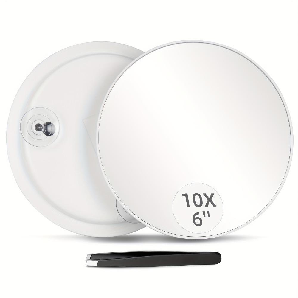 Handheld 6-inch Makeup Mirror with 10x, 20x, 30x Magnification and 360° Rotating Bracket