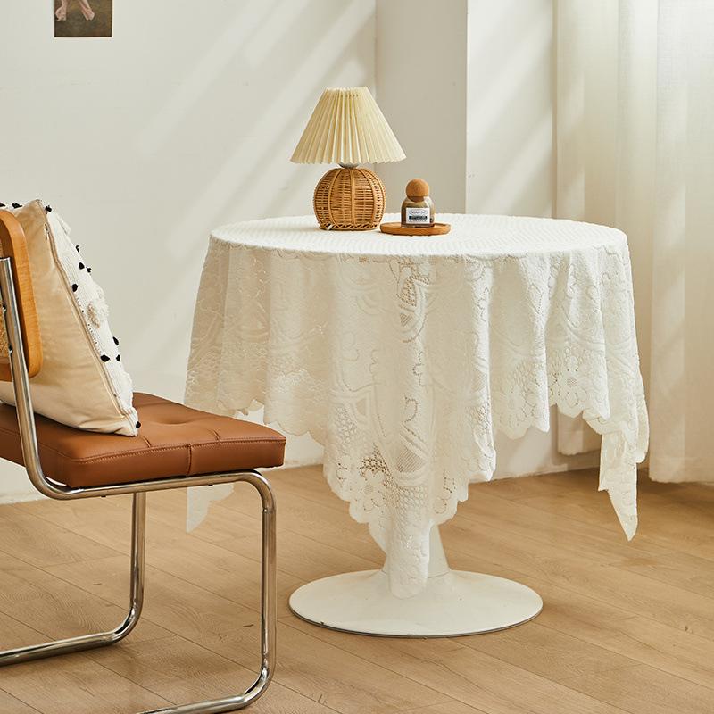 Vintage White Lace Tablecloth Tea Table Bedside Table Washing Machine Refrigerator Rectangular Dust Cover Cloth Sofa Decoration Dust Towel Home Decora