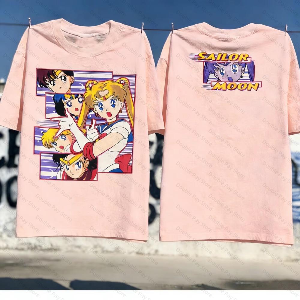 Pretty Soldier Sailor Moon Water Ice Moon Americanstyle Loosefitting Top Cartoon Anime Tshirt for Unisexs Shirts Women Tshirts