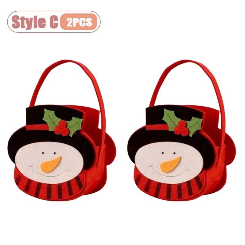 1-8PCS Christmas Felt Handbag Cute Cartoon Candy Gift Bag for Kids Decorative Hand Carry Holiday Tote for Children