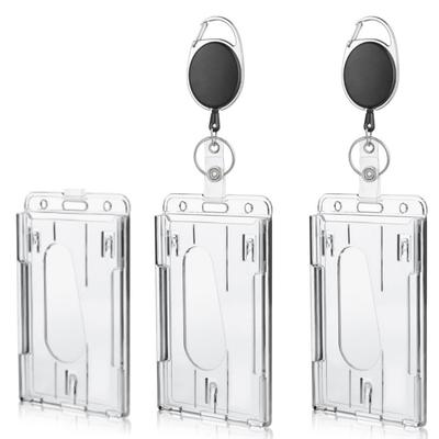Transparent Cards Slots ID Tag Badge Holder with Badge Reel Cards Storage Organizer Employee Pass Work Card Case Sleeve