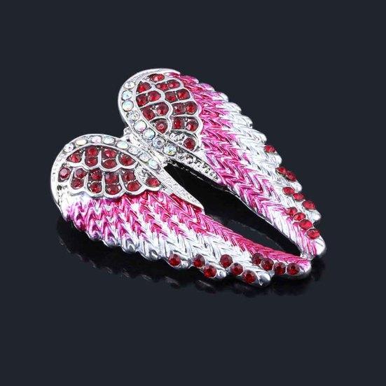 Women Rhinestone Inlaid Angel Wing Brooch Pin Cardigan Scarf Corsage Badge Decor