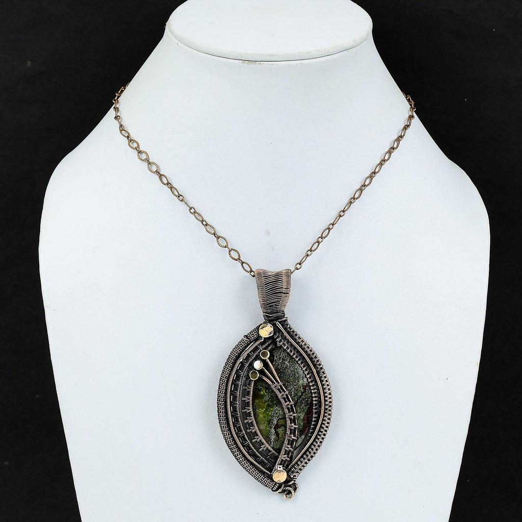 Dragon Bloodstone Pendant Copper Wire Wrapped Jewelry Gemstone Pendant Handmade Copper Pendant Ethnic Jewelry Gift For Her Wire Wrap Pendant