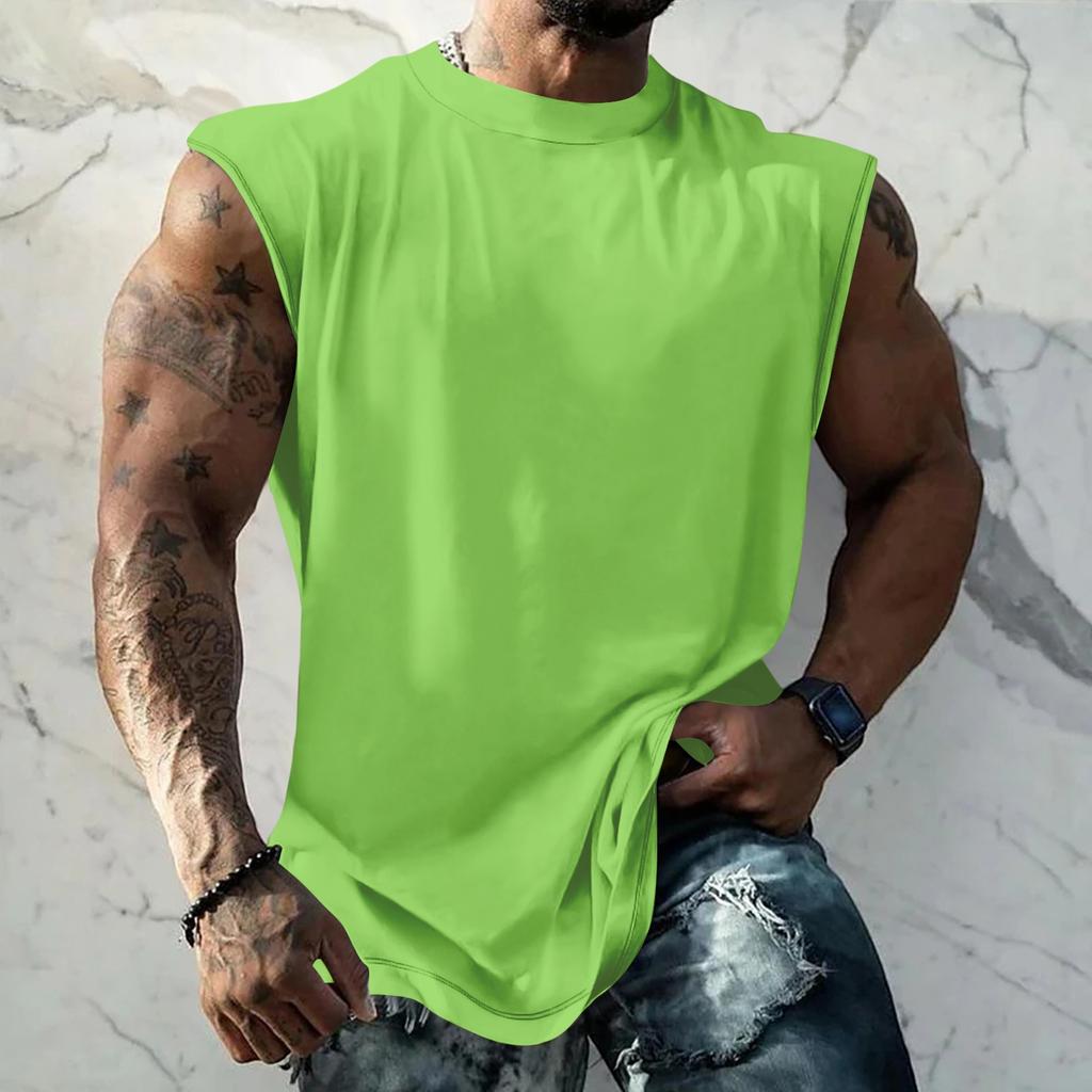 Men Sleeveless Tank Top Muscle Shirt Loose Fit Basic Solid Color Casual Summer Workout Vest for Daily Use