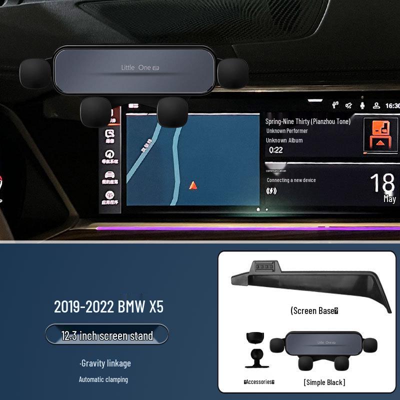 Soporte de teléfono con carga inalámbrica para BMW X5 (2014-2023) con Navegación de Modelo de Pantalla.