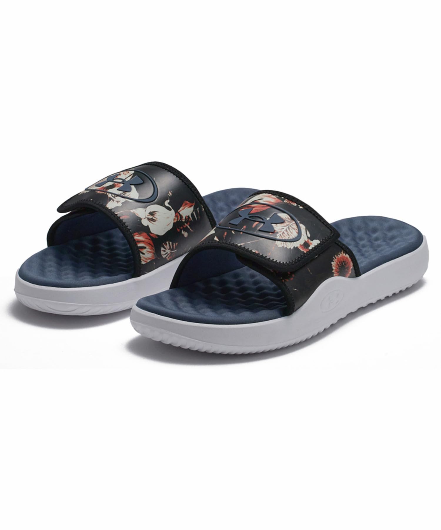 UA Ignite Pro 8 Graphic Slides Black Downpour Grey Downpour Grey [Under Armour] 6003648(001) 25.0