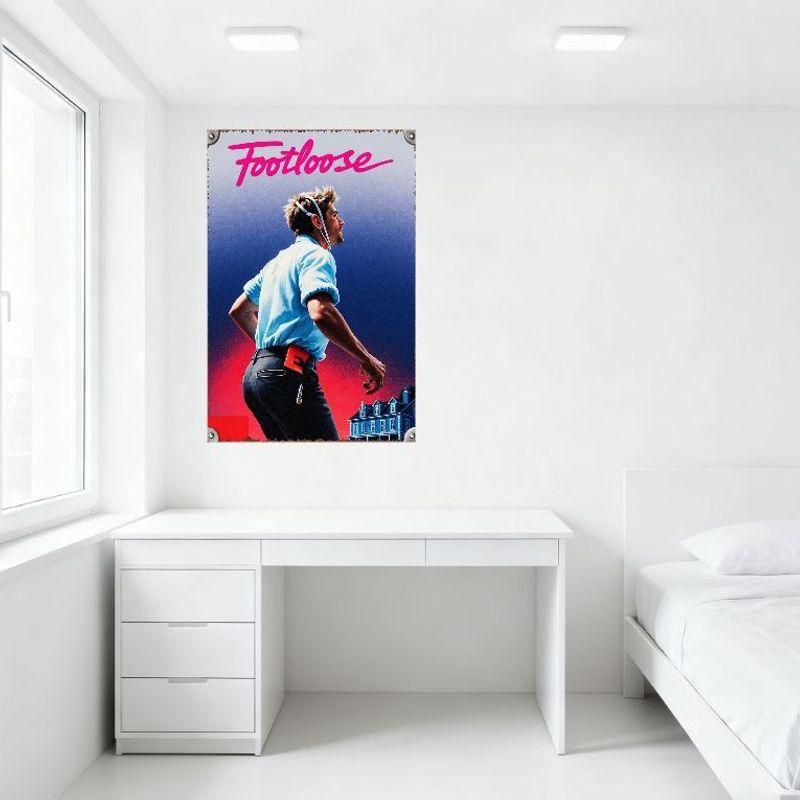 Footloose Film Vintage Retro Metallblechschild, Dynamischer Mann mit stacheligen Haaren Vorstadthaus Dekor für Club Café Bar Man Cave Zuhause