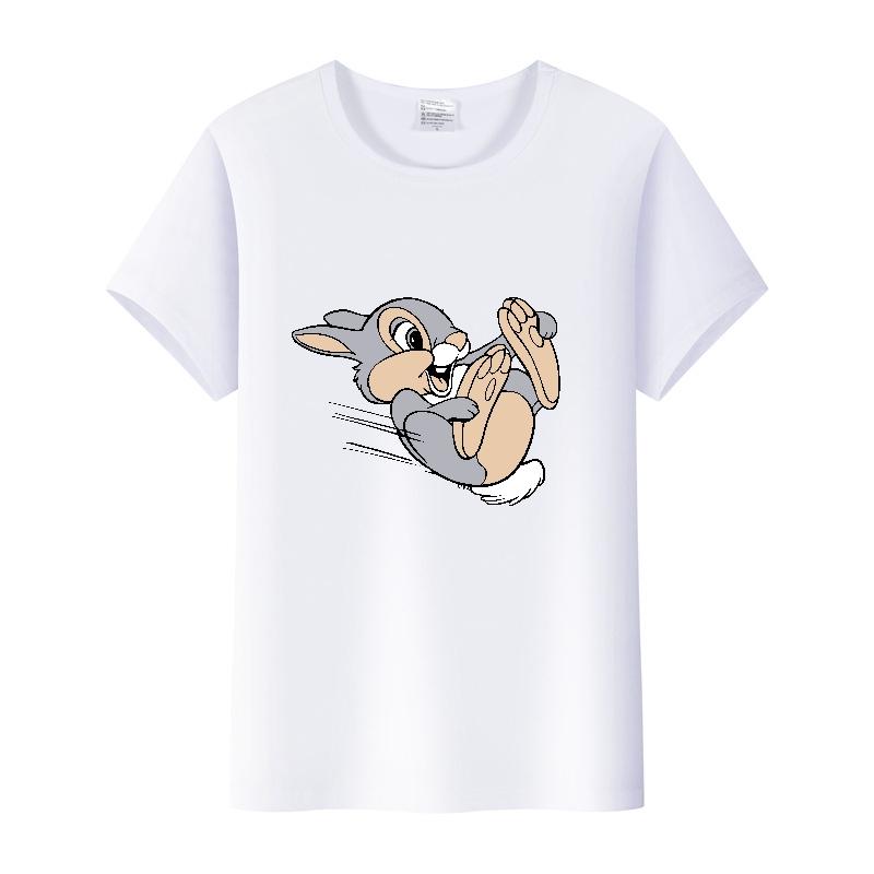Kawaii Clothes Y2K Tshirt Plus Size Tops Unisex Cartoon Bambi Thumper Graphic T-shirt Summer Blouses White Tees