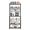 Kitchen Bakers Rack, 600 mm Width Bakers Rack, Kitchen Stand with X-Shaped Support Bar, 12 S-Shaped Hooks, Double-Layer Top Shelf, Coffee Bar Stand