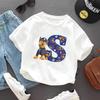 PAW Patrol Child Short Sleeve T-shirt Cartoon Chase A-Z Print Cotton Tees Girls Summer Casual Round Neck Tops Kids Birthday Gift