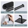 5Pcs Black Stainless Steel Toilet Paper Towel Holder No Punching Wall Mounted Adhesive Hook Paper Roll Rack
