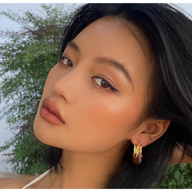 Resin Earrings Women Geometric Irregular Stud Earrings New Trendy Ear Jewelry Party U-shaped Earrings Retro Personality Everything with Niche Earrings