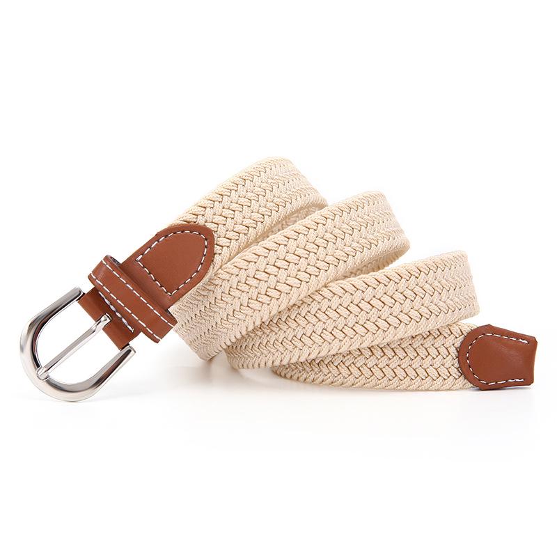 Unisex Korean Style Casual Elastic Canvas Leather Belt with Pin Buckle