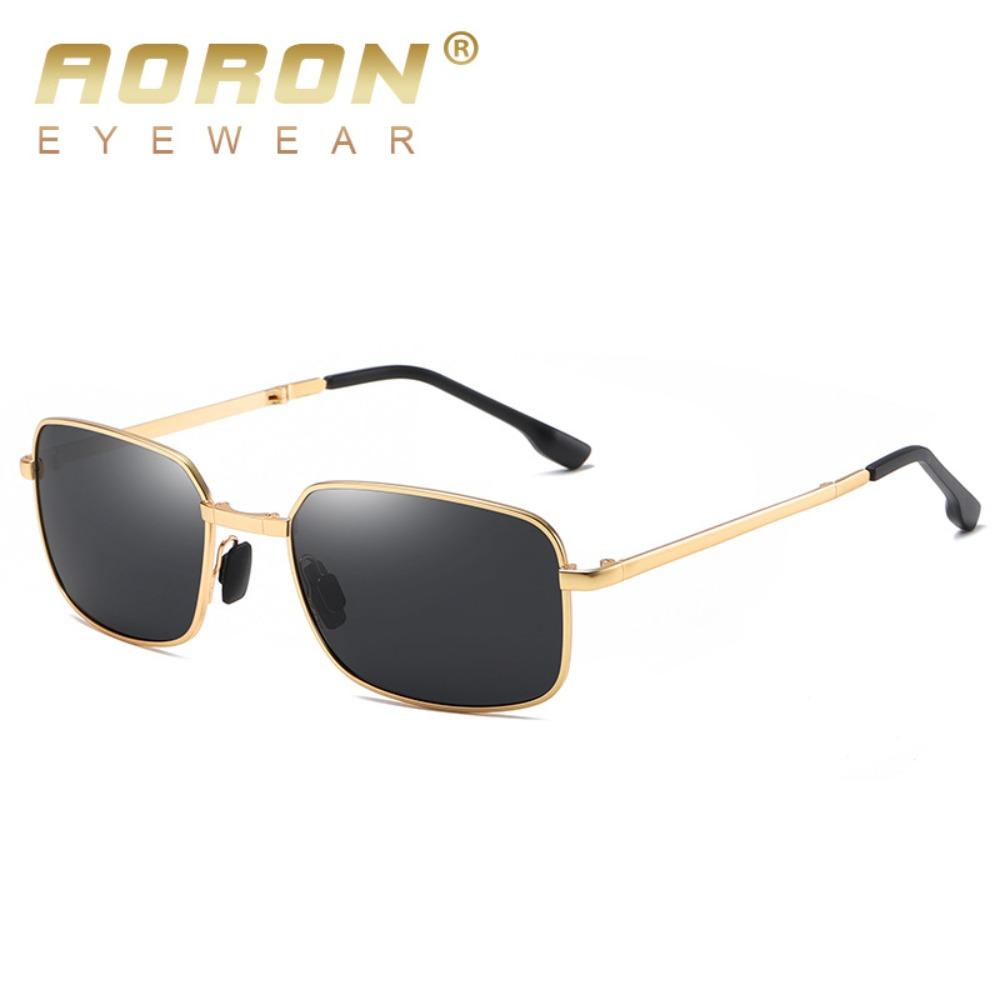aoron Men's Metal Polarized Light Color-changing Folding Sunglasses Fashion Sunglasses Square Night Vision Glasses