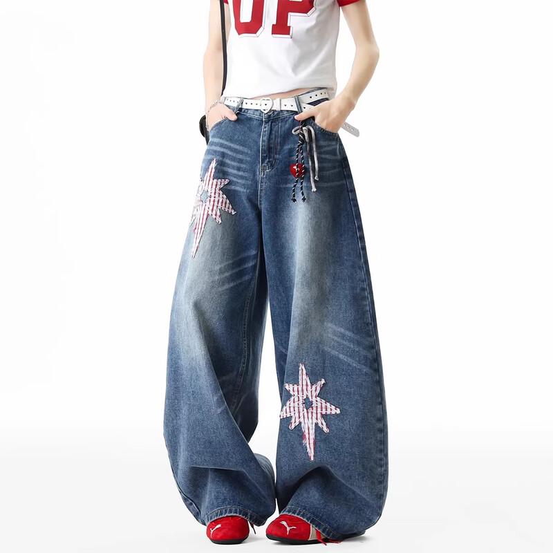 BWKA Star Patch Loose Wide-Leg Jeans