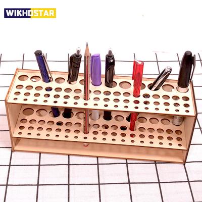 67-sleuven Premium Houten Penseelhouder - Duurzame Bureau-organizer voor Kunstenaars, Opbergruimte voor Potloden & Verfpenselen, Elegante Kunst- & Handwerkbenodigdheden