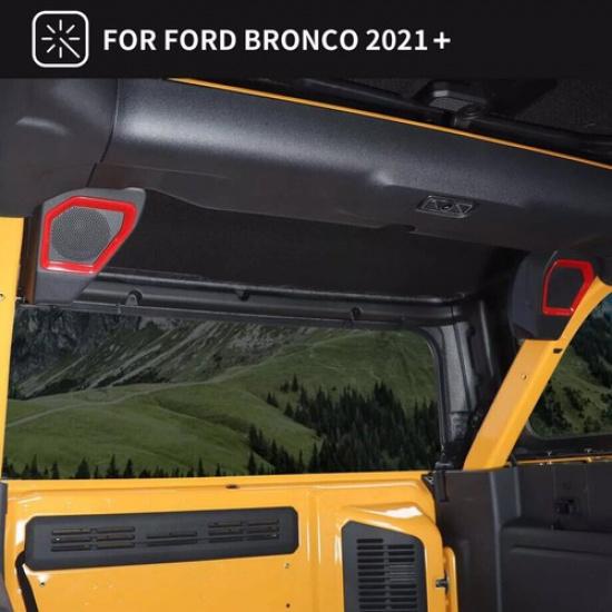 For -2024 Ford Bronco ABS Red Interior Rear Trunk Roof Speaker Cover Trim 2P