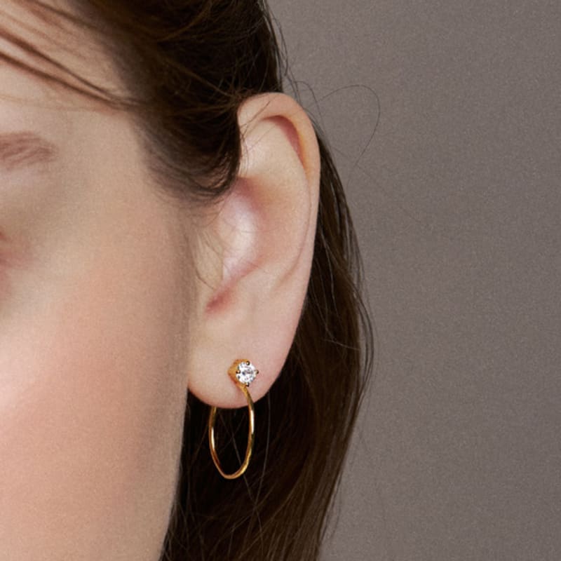Hei [sv925]cubic Thin Hoop Earring