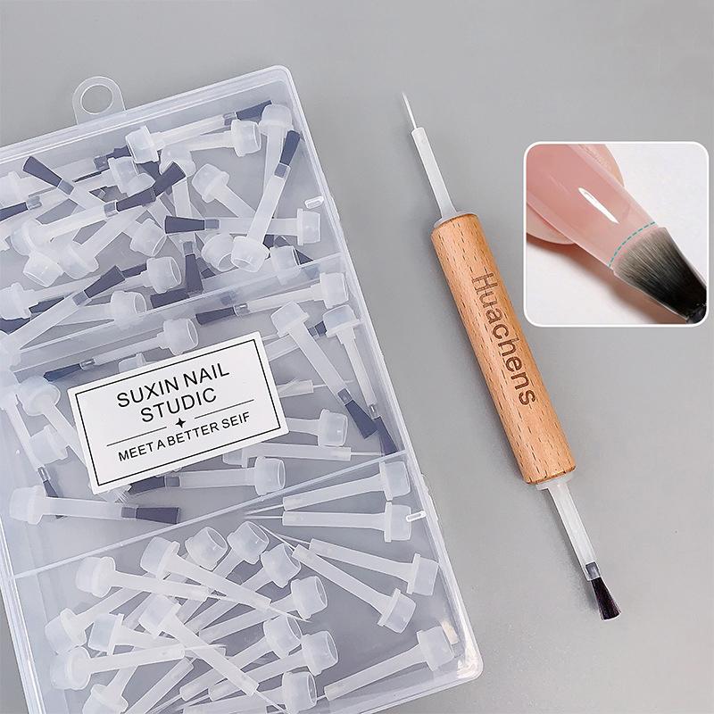 40/60 Pcs Nail Polish Brush With Double Head Pen Can Replacement Head Brush Nail Brush Liquid Applicators Manicure Tools