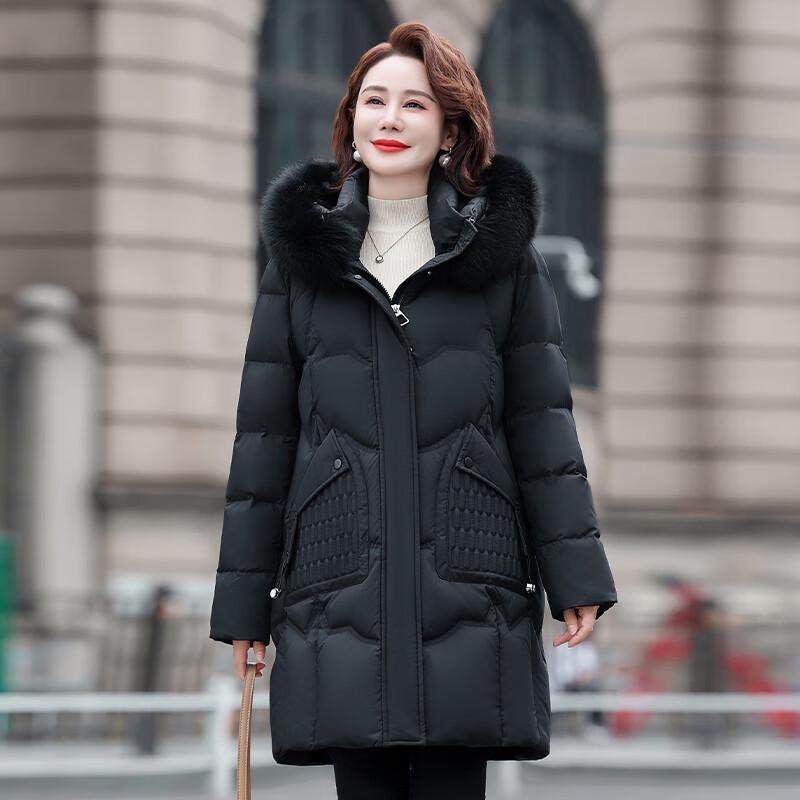 

YAYA 2025 Winter Women s Mid-length Hooded Duck Down Jacket 4XL