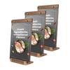 Pacote com 3 Suportes de Placa de Acrílico (8,5 x 11 polegadas) com base de nogueira, expositor de mesa transparente para menus e posters
