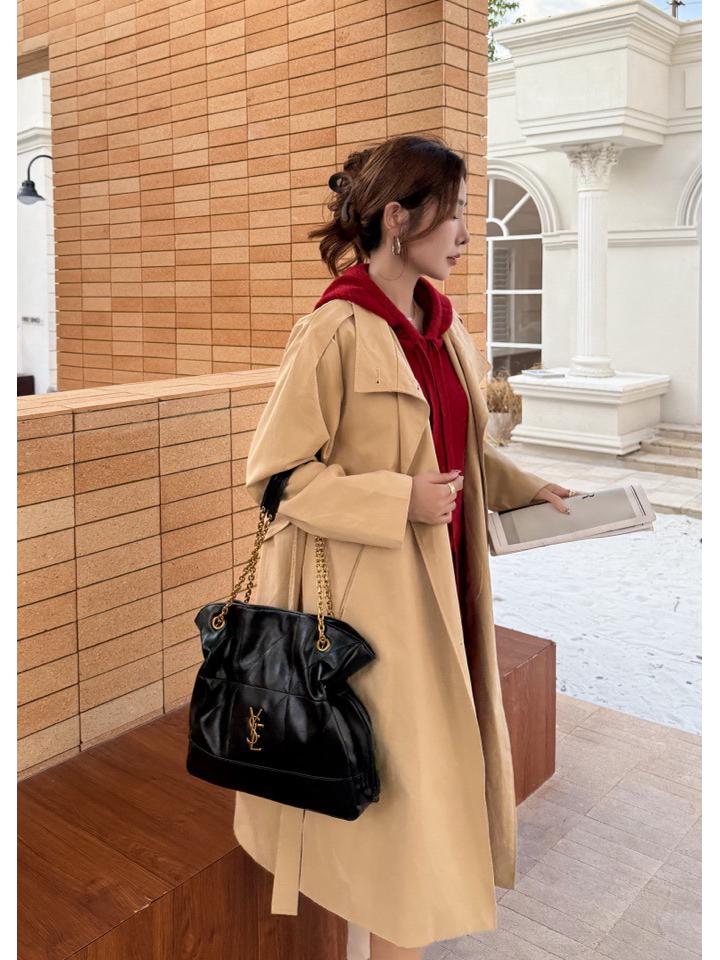 YSL DIY Lucky Bag Fashion Soft Leather Underarm Tote & Drawstring Bucket Bag