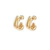 High-End Metal Glossy Double-Layer Thick C-Shaped Earrings, Stud Earrings For Women'S Unique Personality And Versatile Earrings